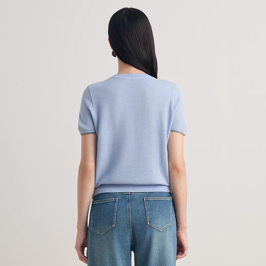 EITIE爱特爱通勤百搭柔软舒适圆领短袖针织衫2026春季新款8501211 商品图5