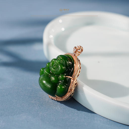 「鎏金岁月」系列【弥烨】金镶碧玉吊坠 商品图3