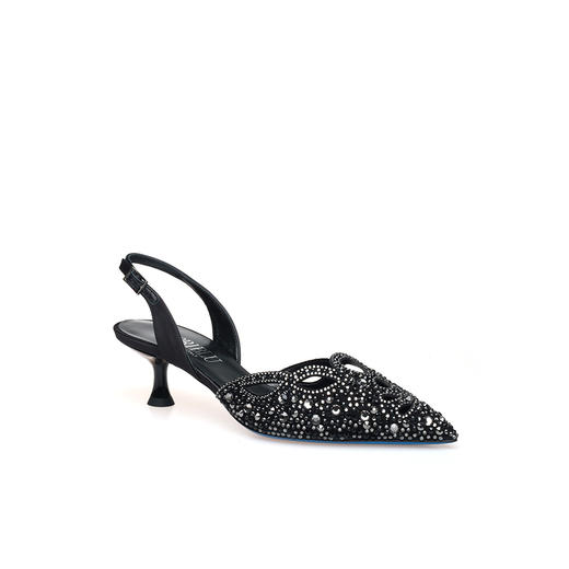 豪麟名鞋LORIBLU女鞋半凉鞋羊反绒面革6EWSSK83黑色 商品图0