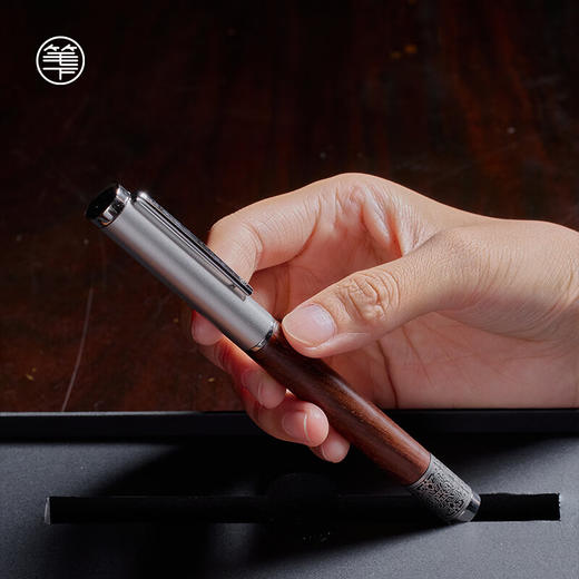 笔下 钢木转经筒钢笔 轮回 酸枝木 原创解压国潮送男女生日礼物商务办公礼品笔礼盒 商品图2
