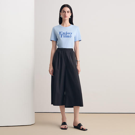 EITIE爱特爱简约logo印花短袖T恤女宽松显瘦圆领上衣2026春季新款8502203 商品图7