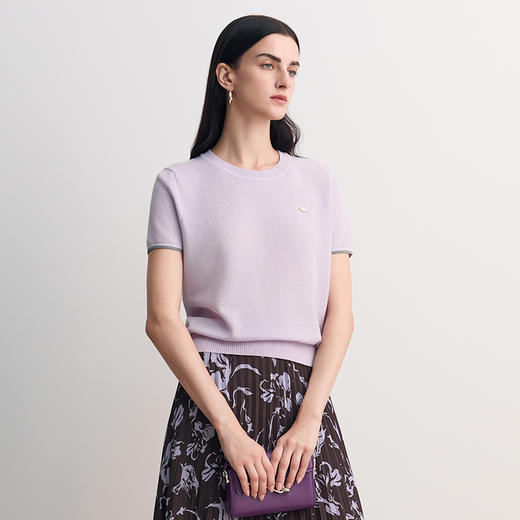 EITIE爱特爱通勤百搭柔软舒适圆领短袖针织衫2026春季新款8501211 商品图8