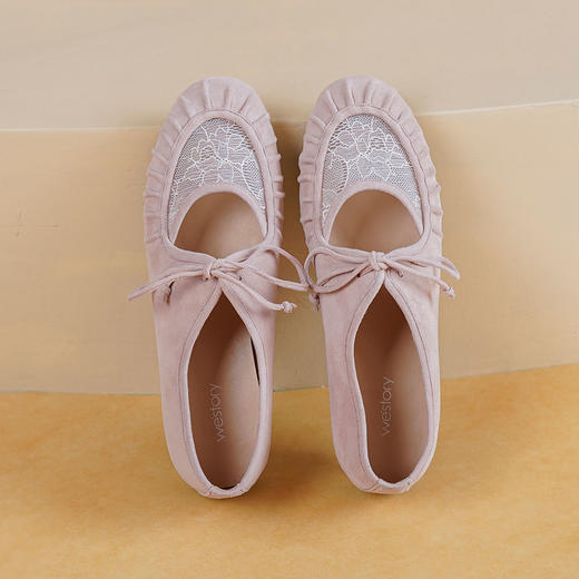 Westory2026年春季羊京配蕾丝清新玛丽珍鞋透气乐福鞋休闲平底单鞋S26AH50411 商品图10