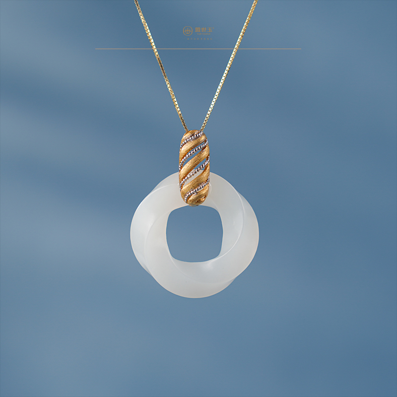 「鎏金岁月」系列【溯蔓】金镶羊脂玉环