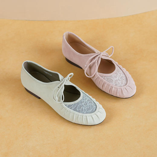 Westory2026年春季羊京配蕾丝清新玛丽珍鞋透气乐福鞋休闲平底单鞋S26AH50411 商品图9