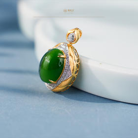 「鎏金岁月」系列【铮玥】金镶碧玉吊坠