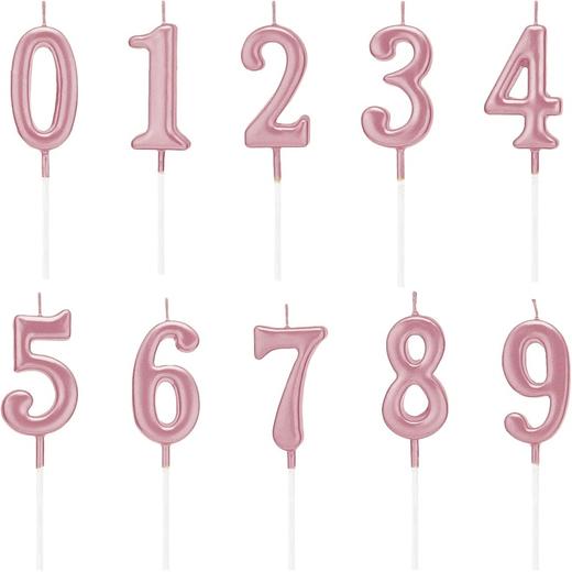 亚马逊 玫瑰金 高品质生日蜡烛 派对蛋糕装饰数字蜡烛 商品图0