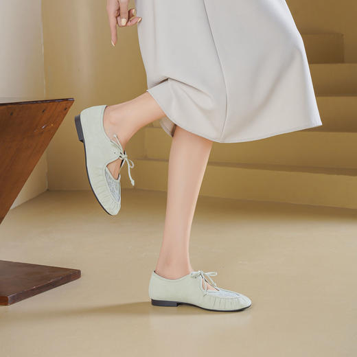 Westory2026年春季羊京配蕾丝清新玛丽珍鞋透气乐福鞋休闲平底单鞋S26AH50411 商品图2