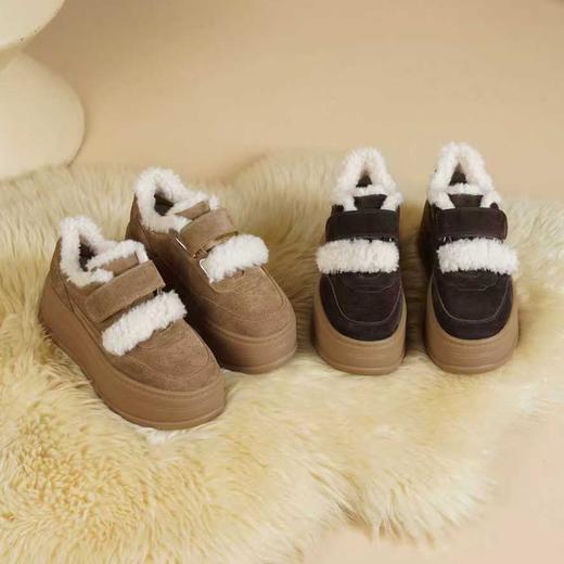【牛剖层】西村名物2025年冬季新款舒适厚底防滑毛绒内里保暖毛毛鞋X26AM17691 商品图0