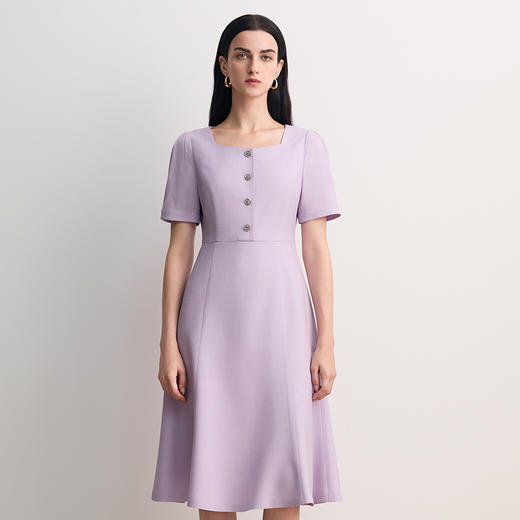 EITIE爱特爱醋纤优雅温柔方领大方收腰气质连衣裙2026春季新款8507211 商品图4