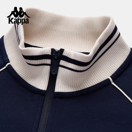 Kappa 运动外套女新款复古立领针织开衫学院风撞色夹克K0G22WK01 商品图3