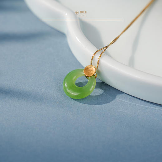 「鎏金岁月」系列【春黛】金镶碧玉吊坠 商品图4