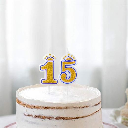 亚马逊 皇冠造型 数字生日蜡烛 镀金粉带亮片蜡烛蛋糕装饰 商品图3