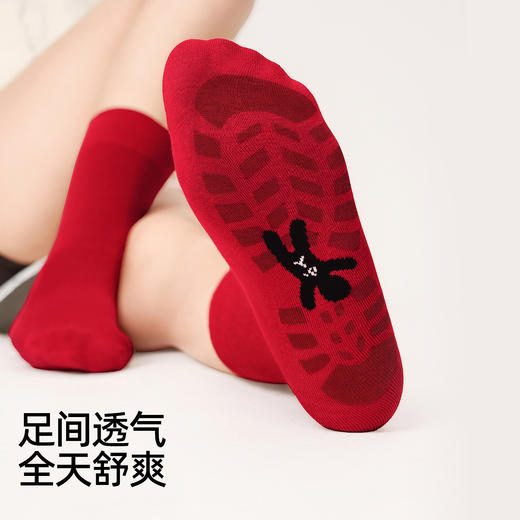 3双49元好奇蜜斯中筒袜子女棉秋冬2026马年可爱新年外穿潮透气厚-3双袜子组合 商品图3
