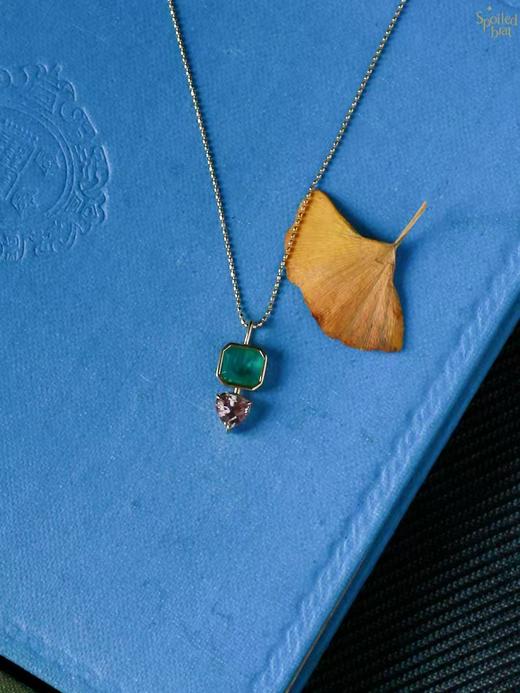 SpoiledBrat Jewelry18K金祖母绿粉色碧玺吊坠项链 商品图3