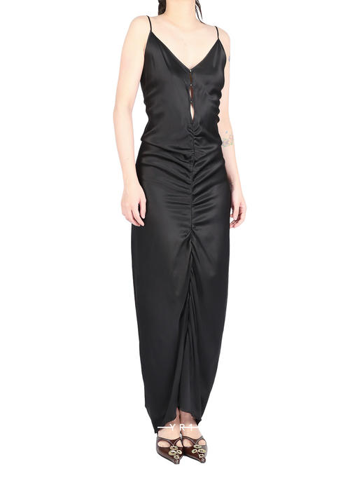 Rui Built | 黑色真丝珍珠镂空长裙 商品图2