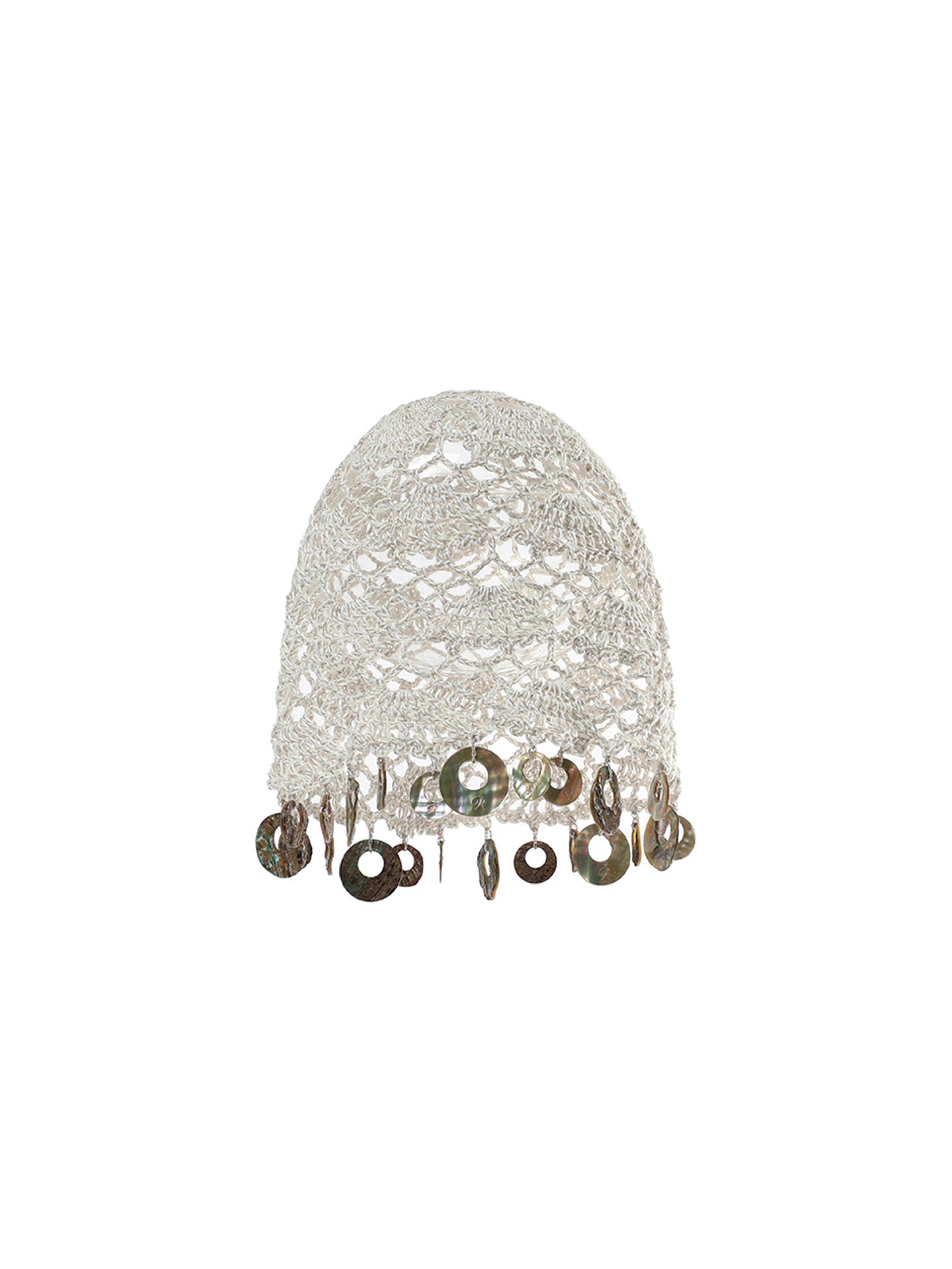 手钩贝壳装饰帽-白