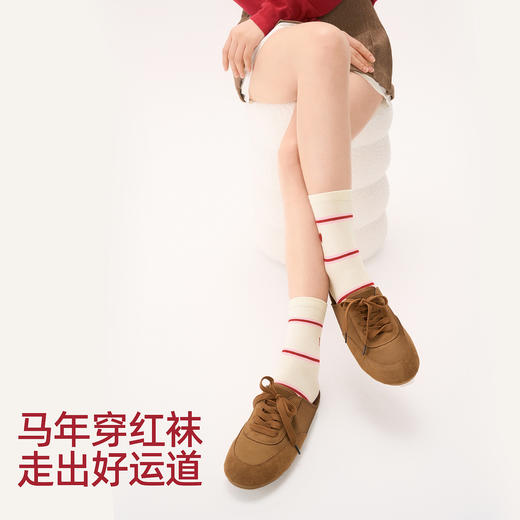 好奇蜜斯红色本命年中筒袜子女棉秋冬2026马年可爱新年外穿潮透气-印花潮袜 商品图4