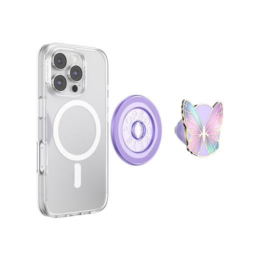 补货架到【梦境花园】梦蝶·MagSafe圆啪嗒 MAGSAFE磁吸手机气囊支架 Round圆啪嗒系列 紫色 动物 异形 商品图3
