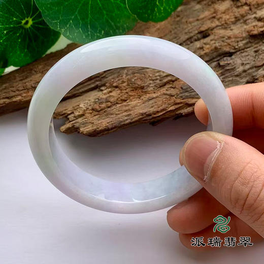 派瑞翡翠 翡翠手镯 糯种 浅紫 浅绿 商品图3