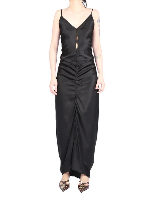 Rui Built | 黑色真丝珍珠镂空长裙 商品图1