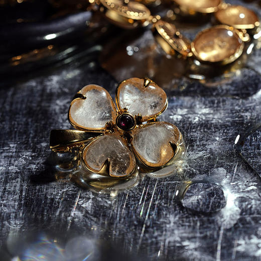 北京仓｜Goossens Paris-Trèfle-天然水晶 石榴石 胸针［法国设计师］ 商品图3