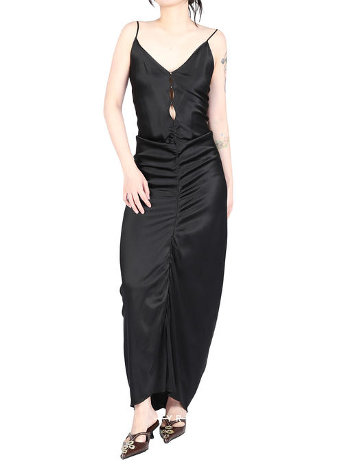 Rui Built | 黑色真丝珍珠镂空长裙 商品图0