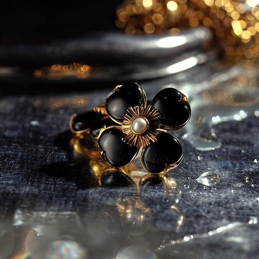 北京仓｜Goossens Paris-Trefle-天然黑色玛瑙 珍珠 耳夹（无需耳洞）［法国设计师］ 商品图3
