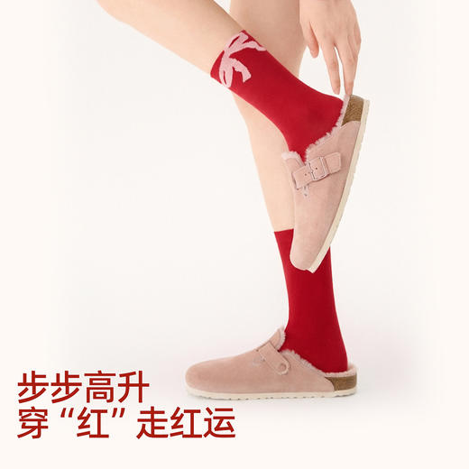 好奇蜜斯红色本命年中筒袜子女棉秋冬2026马年可爱新年外穿潮透气-红品袜子合集 商品图3