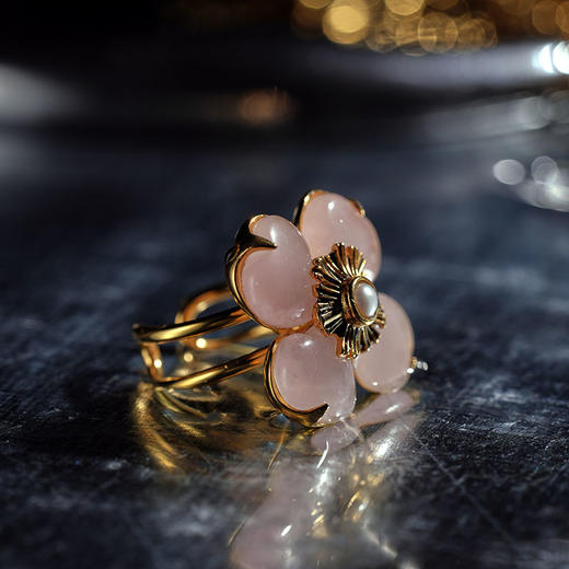 北京仓｜Goossens Paris-Trefle-天然粉色石英 珍珠 戒指［法国设计师］ 商品图4