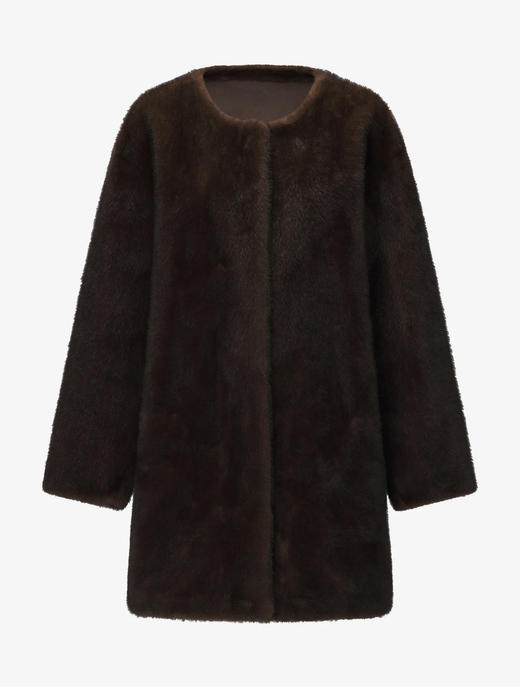 Claire金貂毛圆领外套 商品图1