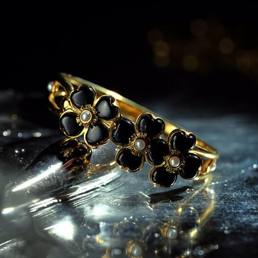 北京仓｜Goossens Paris-TREFLE-四叶草 黑色玛瑙 手镯［法国设计师］ 商品图1