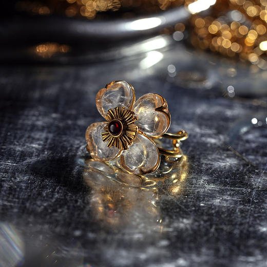 北京仓｜Goossens Paris-Trefle-天然水晶 石榴石 戒指［法国设计师］ 商品图1