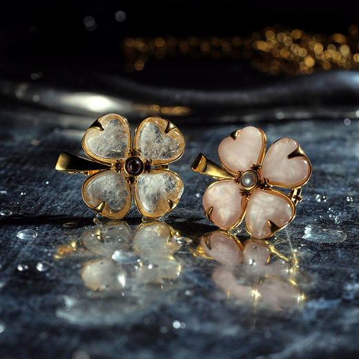 北京仓｜Goossens Paris-Trefle-天然粉色石英 珍珠 戒指［法国设计师］ 商品图8