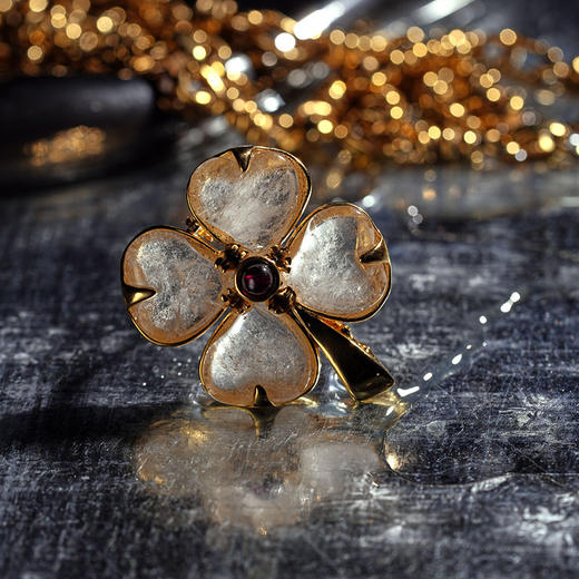 北京仓｜Goossens Paris-Trèfle-天然水晶 石榴石 胸针［法国设计师］ 商品图1