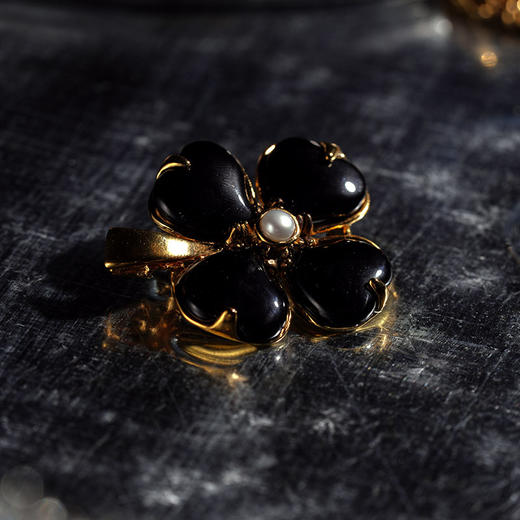 北京仓｜Goossens Paris-Trefle-天然黑色玛瑙 珍珠 胸针［法国设计师］ 商品图3