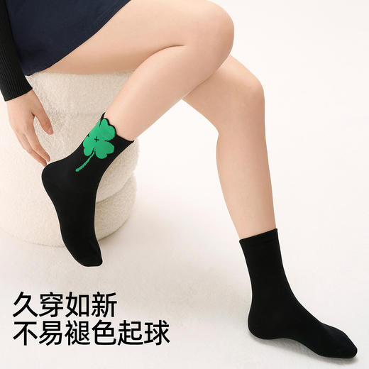 3双49元好奇蜜斯中筒袜子女棉秋冬2026马年可爱新年外穿潮透气厚-3双袜子组合 商品图4