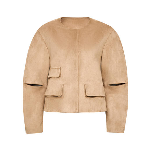 [福利价]lost in echo2025春夏新款经典扣袢弧形高级仿麂皮绒复古短款外套 商品图0