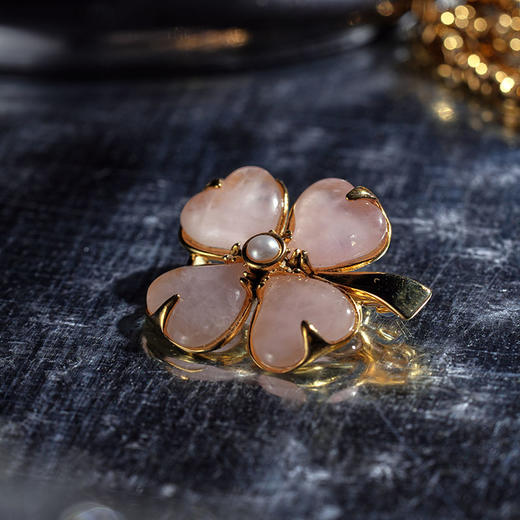 北京仓｜Goossens Paris-Trèfle-天然粉色石英 珍珠 胸针［法国设计师］ 商品图2