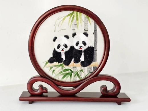 熊猫双面绣摆件（图案随机） 商品图0