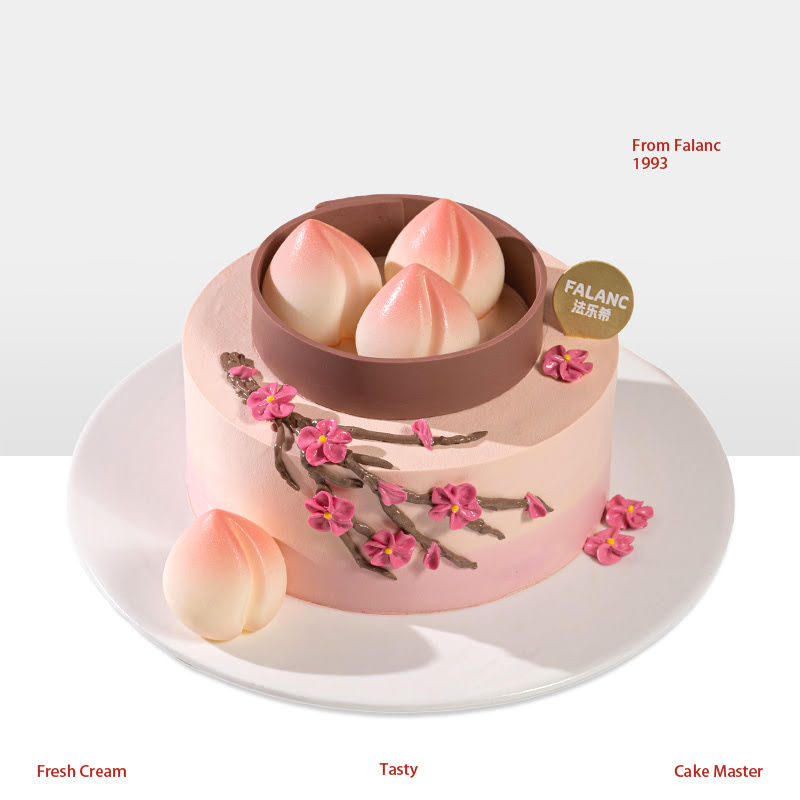【春满桃园】花开五瓣，各寓一福 慕斯夹心蛋糕