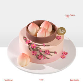 【春满桃园】花开五瓣，各寓一福 慕斯夹心蛋糕