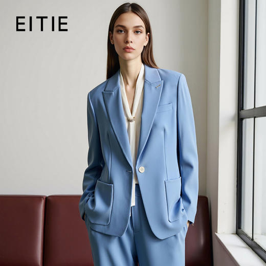 EITIE爱特爱休闲简约通勤干练一粒扣西装外套女春季新款8103810 商品图0