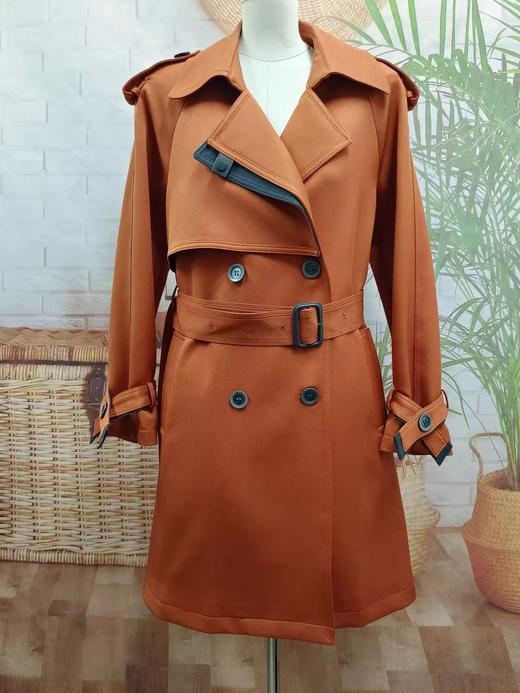 【自营】【外套系列】爱马仕橙中长质感风衣外套-喜出 商品图1