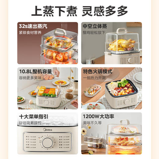 美的 电蒸锅 MZ-ZGE2323Z02【粤湾】 商品图6