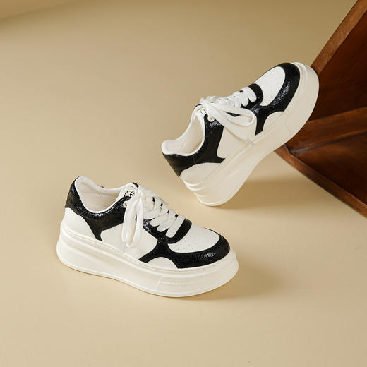 Westory2026年春季厚底牛皮小白鞋百搭休闲运动鞋深口单鞋S26AM50701 商品图9