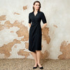 EITIE爱特爱优雅气质通勤显瘦提褶黑色连衣裙春季新款8107817 商品缩略图1