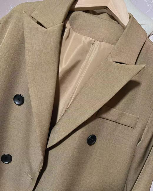 【外套系列】肌理细纹双排扣可卷边袖扣显瘦长款西服外套-喜出 商品图2