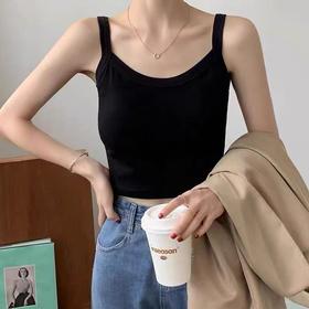 【超值美背】U领～一体杯黑色免穿内衣背心美背-喜出