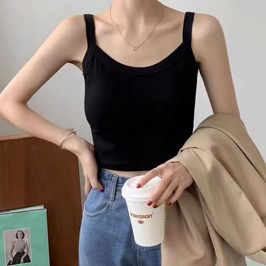 【超值美背】U领～一体杯黑色免穿内衣背心美背-喜出 商品图0